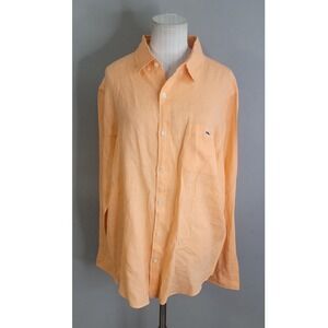Vineyard Vines Linen Shirt Large Orange Long Sleeve Button Down Mens Coastal